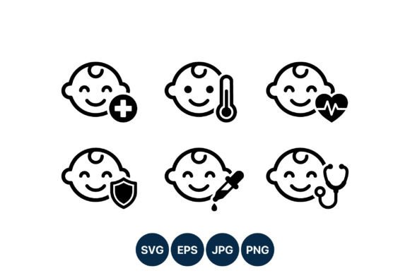 Baby Health Medical Icons Set