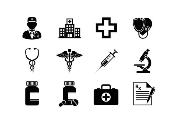 Black and White Medical Healthcare Symbo