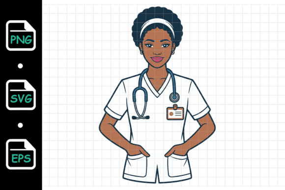 Black Nurse with Stethoscope Medical