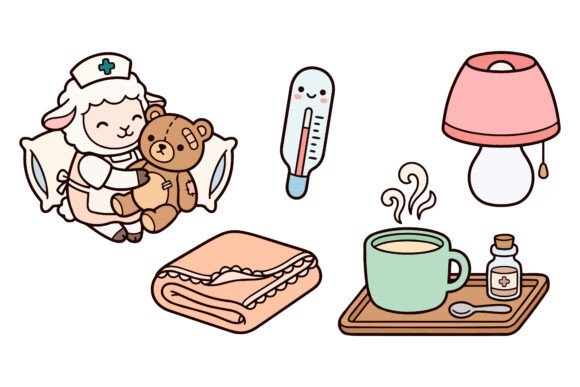 Cute Nurse Lamb Care Clipart