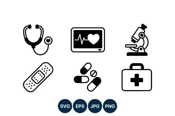 Medical Icon Set Black White Vector