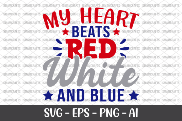 My Heart Beats Red White and Blue SVG