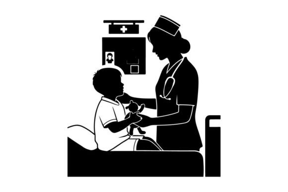 Nurse Comforting Child in Hospital Bed V