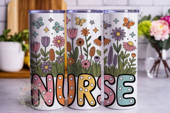Nurse Floral Butterfly 20oz Tumbler Wrap