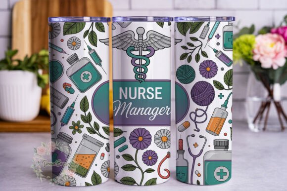 Nurse Manager Floral 20oz Tumbler Wrap