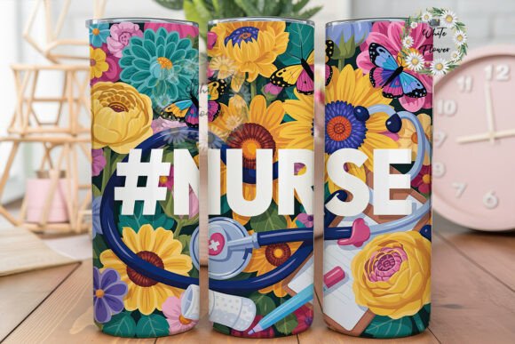 Vibrant Floral Nurse Tumbler Wrap