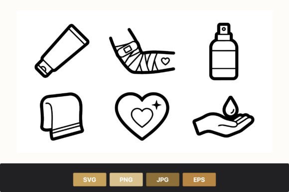 Wound Care Medical Icons Black White